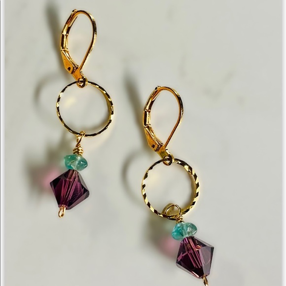 Jewelry - Swarovski Amethyst and Apatite earrings